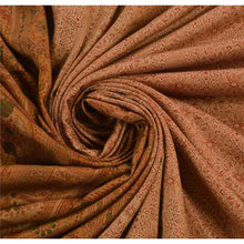 Load image into Gallery viewer, Indian Art Silk Saree Brown Floral Printed Sari Craft Fabric
