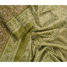 Load image into Gallery viewer, Sanskriti Vintage Indian Art Silk Saree Green Printed Sari Craft Decor Fabric
