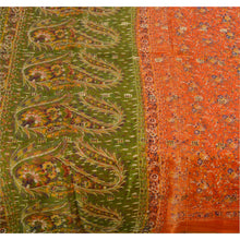 Load image into Gallery viewer, Sanskriti Antique Vintage Blend Silk Saree Orange Printed Sari Craft 5 Yd Fabric
