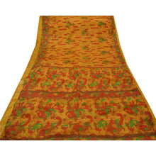 Load image into Gallery viewer, Antique Vintage Printed Saree Art Silk Craft Saffron Fabric Zari Border Sari
