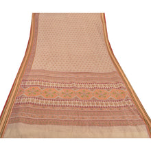 Load image into Gallery viewer, Indian Cotton Saree Cream Printed Sari Craft 5 Yard Fabric
