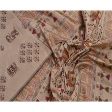 Load image into Gallery viewer, Sanskriti Vintage Art Silk Warli Saree Grey Block Printed Sari Craft 5 Yd Fabric
