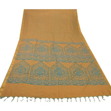 Load image into Gallery viewer, Vintage Saffron Saree Indian Printed Art Silk Craft Fabric Zari Border Sari
