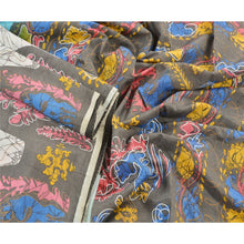 Load image into Gallery viewer, Sanskriti Vintage Vintage Blue Batik Saree Art Silk Printed Indian Sari Craft Fabric
