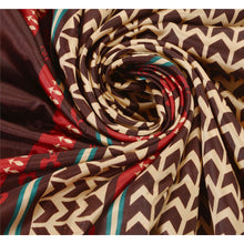 Load image into Gallery viewer, Brown Saree Art Silk Printed Craft Fabric Indian Decor Sari
