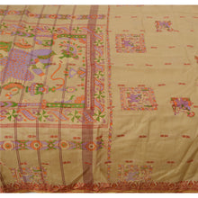 Load image into Gallery viewer, Cream Saree Cotton Painted Craft Decor Sari 5 Yard Soft Fabric
