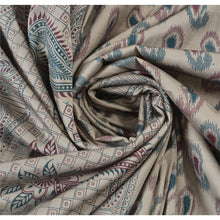 Load image into Gallery viewer, Grey Saree Art Silk Printed Craft Decor Fabric Indian Sari
