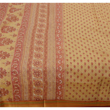 Load image into Gallery viewer, Cream Indian Saree Cotton Floral Painted Craft Fabric Sari
