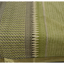 Load image into Gallery viewer, Sanskriti Vintage Green Cotton Saree Craft Printed Golden Border Sari Fabric
