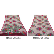 Load image into Gallery viewer, White Saree Art Silk Printed Craft Fabric 5 Yard Ethnic Sari

