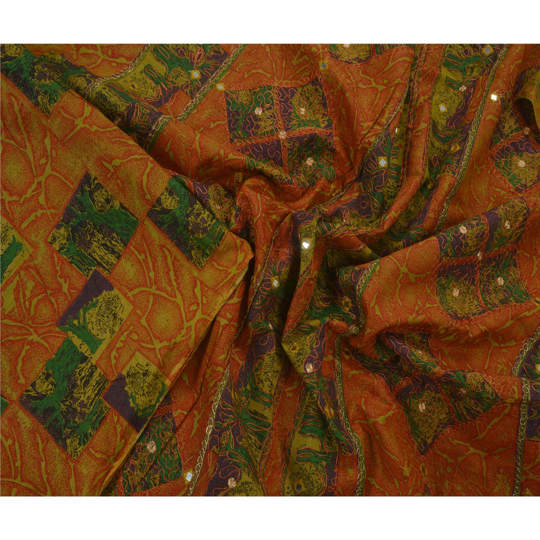 Cream 100% Pure Cotton Saree Printed Sari Craft 5 Yard Fabric