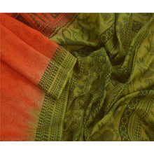 Load image into Gallery viewer, Orange Saree Cotton Printed Sari Craft 5 Yard Decor Fabric
