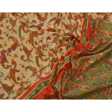 Load image into Gallery viewer, Cream Saree Art Silk Floral Printed Craft Fabric 5 Yard Sari
