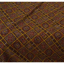 Load image into Gallery viewer, Brown Saree Art Silk Floral Printed Craft Fabric 5 Yard Sari
