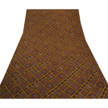 Load image into Gallery viewer, Brown Saree Art Silk Floral Printed Craft Fabric 5 Yard Sari
