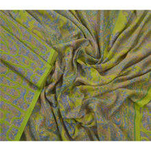 Load image into Gallery viewer, Green Saree Art Silk Floral Printed Craft Fabric 5 Yard Sari
