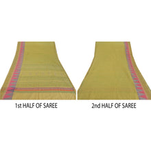 Load image into Gallery viewer, Green Saree Blend Cotton Woven Sari Craft 5 Yard Decor Fabric
