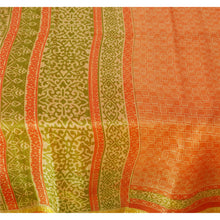Load image into Gallery viewer, Orange Saree Art Silk Printed Sari Craft Zari Border Fabric
