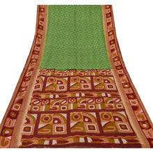 Load image into Gallery viewer, Green Saree 100% Pure Silk Floral Printed Sari Craft Fabric
