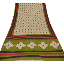 Load image into Gallery viewer, Cream Saree Pure Cotton Printed Sari Craft 5 Yard Soft Fabric
