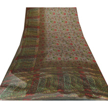 Load image into Gallery viewer, Green Saree Art Silk Printed Sari Craft Decor Soft 5 Yd Fabric
