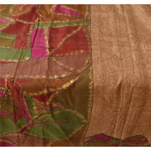 Load image into Gallery viewer, Brown Saree 100% Pure Silk Painted 5 Yard Sari Craft Fabric
