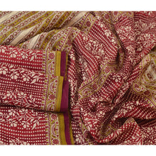 Load image into Gallery viewer, Sanskriti Vintage Dark Red Saree Pure Silk Printed Sari Craft 5 Yard Soft Fabric

