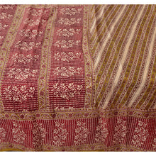 Load image into Gallery viewer, Sanskriti Vintage Dark Red Saree Pure Silk Printed Sari Craft 5 Yard Soft Fabric
