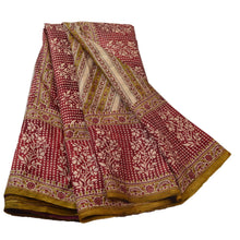 Load image into Gallery viewer, Sanskriti Vintage Dark Red Saree Pure Silk Printed Sari Craft 5 Yard Soft Fabric
