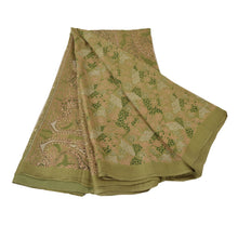 Load image into Gallery viewer, Sanskriti Vintage Green Saree 100% Pure Silk Printed Sari Craft Soft 5 Yd Fabric
