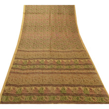 Load image into Gallery viewer, Sanskriti Vintage Cream Saree 100% Pure Silk Printed Sari Craft Decor 5Yd Fabric
