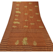 Load image into Gallery viewer, Sanskriti Vintage Brown Sarees 100% Pure Silk Printed Sari 5 YD Craft Fabric
