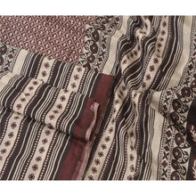 Load image into Gallery viewer, Sanskriti Vintage Indian Sari Brown Pure Silk Printed Sarees Sewing Craft Fabric
