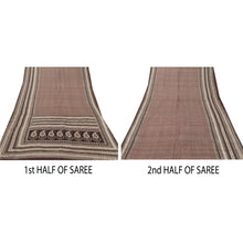 Load image into Gallery viewer, Sanskriti Vintage Indian Sari Brown Pure Silk Printed Sarees Sewing Craft Fabric
