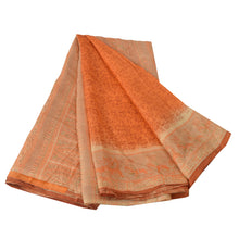 Load image into Gallery viewer, Sanskriti Vintage Sari Printed Pure Silk Decor 5 YD Sewing Fabric Orange Saree
