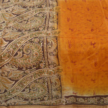 Load image into Gallery viewer, Sanskriti Vintage Saffron Sarees Pure Silk Printed Sari Decor 5 YD Craft Fabric
