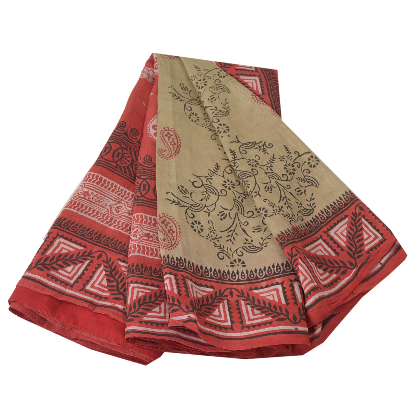 Sanskriti Vintage Green Sarees 100% Pure Silk Printed Indian Sari Craft Sustainable Fabric