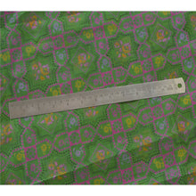 Load image into Gallery viewer, Sanskriti Vintage Green Sarees Pure Silk Printed Craft Fabric Golden Border Sari
