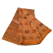 Load image into Gallery viewer, Sanskriti Vintage Brown Sarees Printed Pure Silk Sari Decor Soft Craft Fabric
