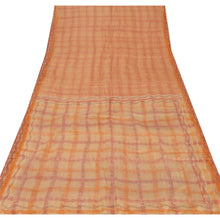 Load image into Gallery viewer, Sanskriti Vintage Beige Indian Sari Printed 100% Pure Silk Sarees Craft Fabric
