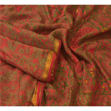 Load image into Gallery viewer, Sanskriti Vintage Red Sarees Printed Zari Border Pure Silk Sari 5YD Craft Fabric

