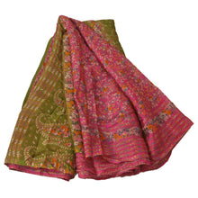 Load image into Gallery viewer, Sanskriti Vintage Pink Indian Sari Printed Blend Silk Sarees Craft 5 Yard Fabric
