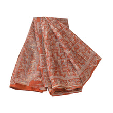 Load image into Gallery viewer, Sanskriti Vintage Rusty Orange Sarees Pure Silk Printed Craft Decor Fabric Sari
