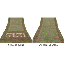 Load image into Gallery viewer, Sanskriti Vintage Green Sarees 100% Pure Silk Printed Fabric Craft Sewing Sari
