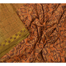 Load image into Gallery viewer, Sanskriti Vintage Green Sarees Pure Silk Fabric Craft Printed Zari Border Sari
