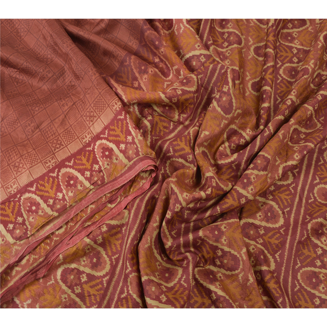 Sanskriti Vintage Purple Sarees 100% Pure Silk Fabric Craft Printed Soft Sari
