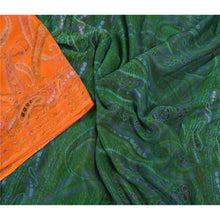 Load image into Gallery viewer, Sanskriti Vintage Orange Indian Sarees Pure Silk Printed Sari 5 YD Craft Fabric
