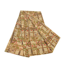 Load image into Gallery viewer, Sanskriti Vintage Cream Sarees Art Silk Printed Sari Craft Golden Border Fabric
