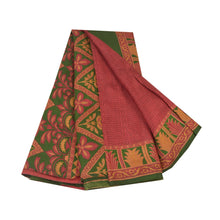 Load image into Gallery viewer, Sanskriti Vintage Dark Red Indian Sarees Pure Silk Printed Sari Craft Fabric

