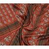 Sanskriti Vintage Dark Red Sarees Pure Silk Printed Sari Craft 5 Yard Sustainable Fabric